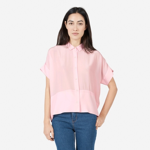 Everlane Tops - SOLD Everlane Blush Pink Square Silk Blouse